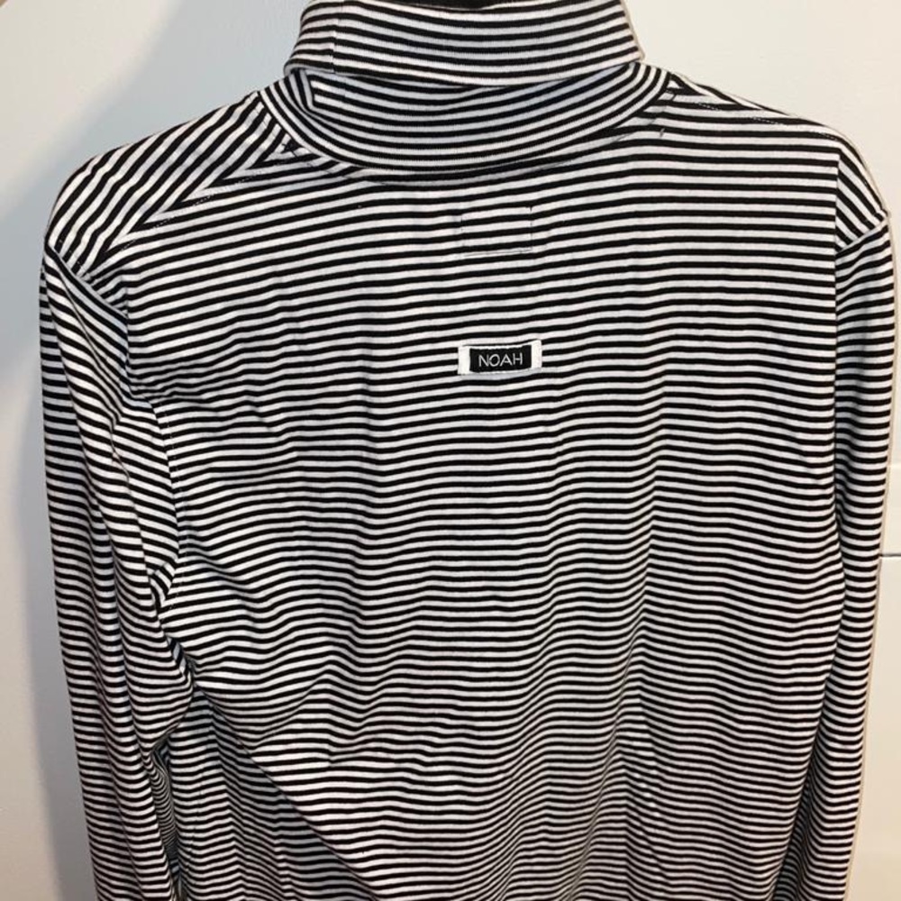NOAH designer striped men’s turtleneck sweater.